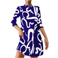 thumbnail image 2 of Fankiway Mode Femmes Décontractée Ample Col Rond Manches Mi-Longues Robe Confortable Imprimée Grande Taille Robes pour Femmes Rondes Printemps Robes pour Femmes 6901, 2 of 3
