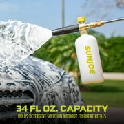 Sun Joe 34oz Foam Cannon Pressure Washer Attachment, Adjustable Spray Nozzle, 1/4 Quick Connector