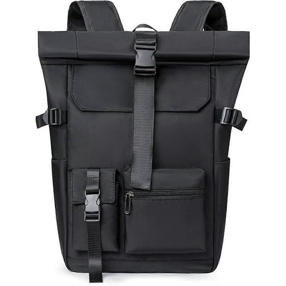 Roll Top Backpack Ultralight School Bag Laptop Backpack Fit 15.6 Inch Backpack For Men Women School University Business Travel Daypack Black