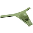 thumbnail image 3 of Botmois Men Gloss Bikini Thong Underwear Elastic Bulge Pouch Underpants Classics Wet Look T-back Army Green XL, 3 of 3