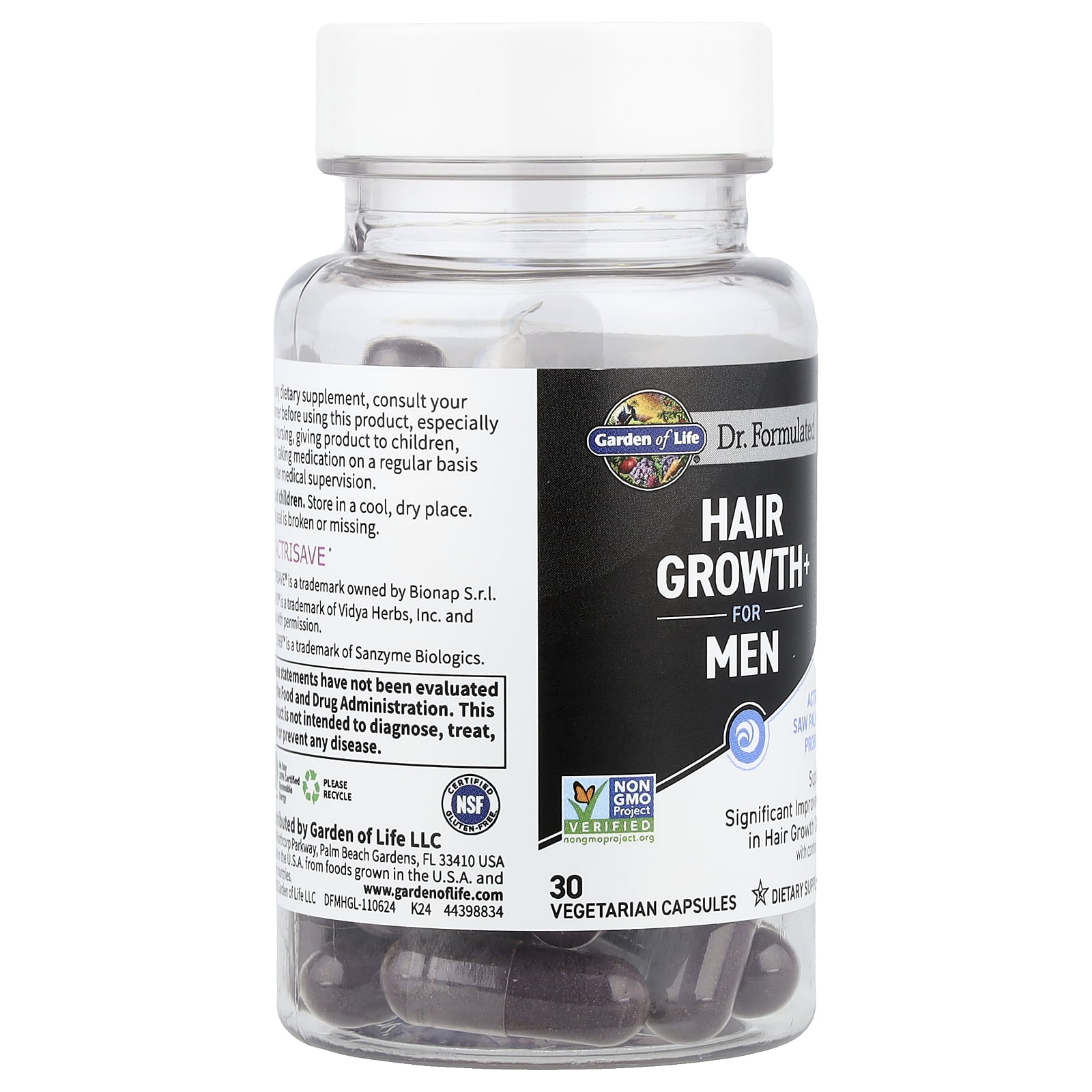 Garden of Life Hair Growth+ for Men, 30 Vegetarian Capsules