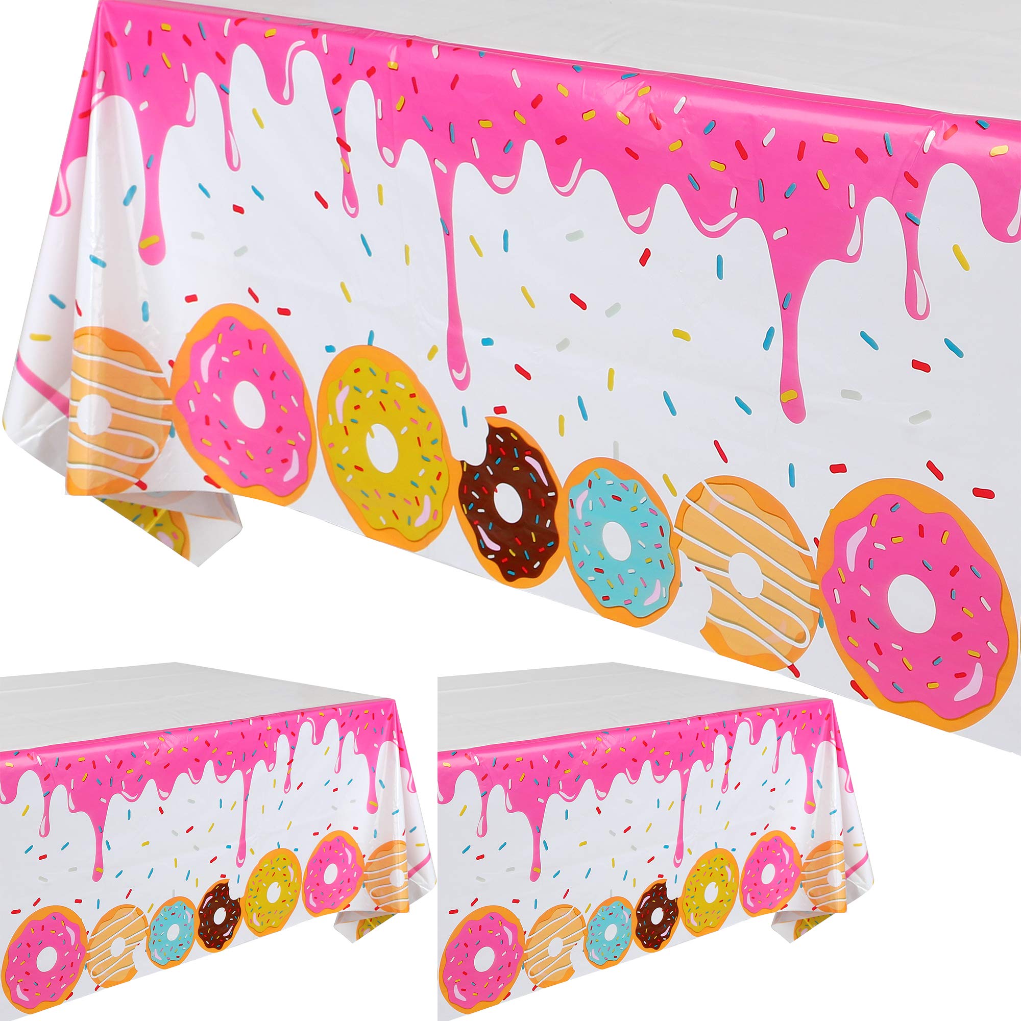GGDE 3 Pcs Donut Time Theme Party Plastic Tablecover Birthday Party
