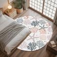 thumbnail image 3 of Orange Grey Coastal 3ft Round Rug, Summer Beach Coral Shell Ocean Non-Skid Rubber Backing Large Area Rugs - Living Room Bedroom Home Office, Indoor Floor Mat Carpets Washable Rug, 3 of 9