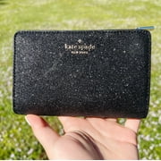 Kate Spade K4714 Medium Compact Bifold Wallet Shimmy Glitter Black