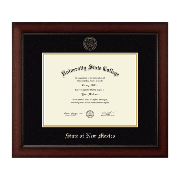 Framerly - State of New Mexico 11w x 8.5h Diploma Frame - Gold Embossed Certificate Frame - Cherry Moulding with Black and Gold Matting