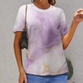 thumbnail image 6 of Marble Blue Greene Purple And Gold Stripes Women's Short Sleeve Tops Casual Blouses T Shirt, 6 of 6