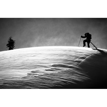 A Young Male Skier Clicks into His Bindings in the Backcountry Near Mt Baker Ski Area in Washington Print Wall Art By Jay