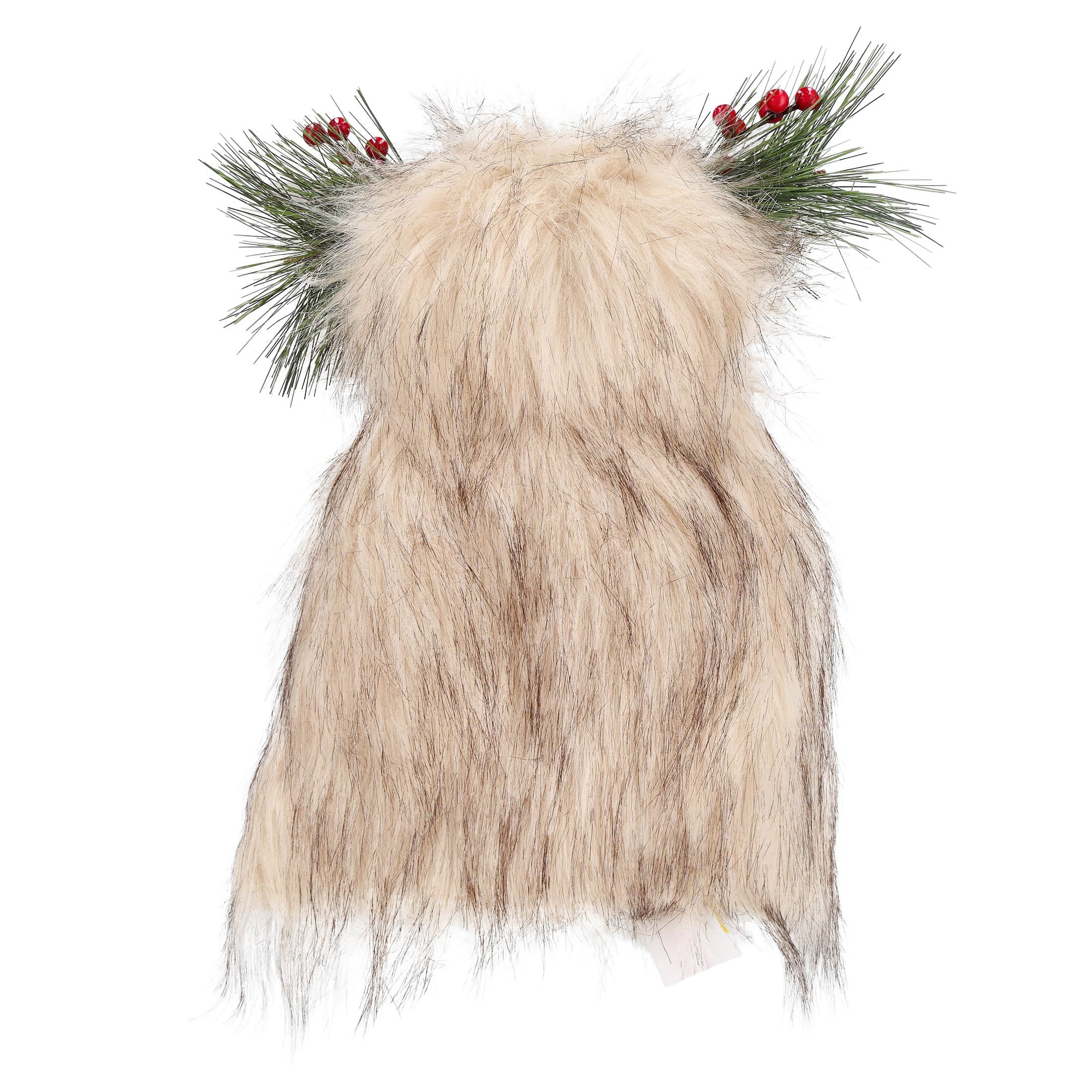 Faux Fur Owl Christmas Tree Topper, Cream, 12", by Holiday Time