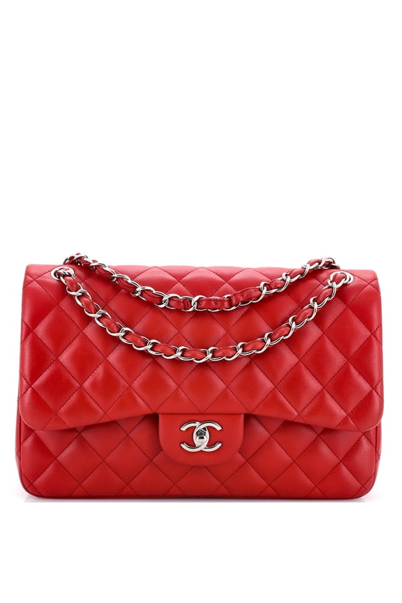Pre-Owned Classic Double Flap Bag Quilted Lambskin Jumbo By Rebag