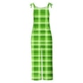 thumbnail image 4 of JURANMO St. Patrick's Day Jumpsuits for Women Plus Size Cute Irish Clover Graphic Jumper Pants Summer Casual Sleeveless Wide Leg Linen Overalls with Pockets Green L Clearance Sale, 4 of 6