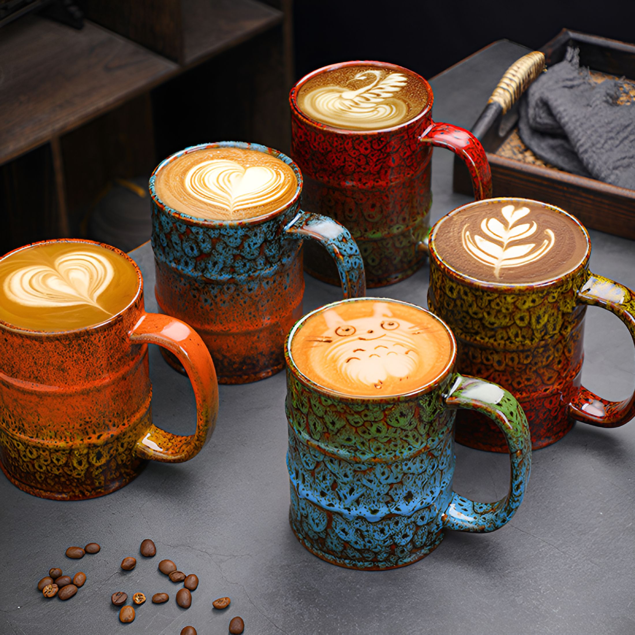 ACDANC Gradual Crack Ceramic Coffee Mug - Large Handmade Pottery Mugs 20oz Espresso Cups Large Tea Cups with Handle for Office and Home Coffee Cups Ceramic