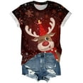 thumbnail image 5 of Drie Christmas Womens Graphic Tees Short Sleeve Casual Tops Trendy Solid Loose Fit Tshirt Brick Red,XL, 5 of 5