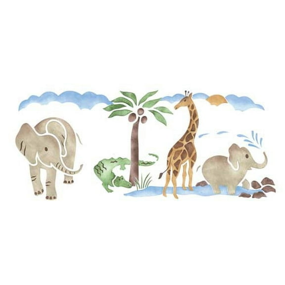 Safari with an Alligator Wall Stencil SKU #1052R by Designer Stencils