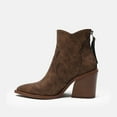 thumbnail image 6 of UngA Wide Calf Western Boots Woman Women's Ankle Boots - Slouchy Fashion Low Calf Flat Booties Comfortable Round Toe Brown,6, 6 of 7