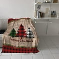 thumbnail image 4 of Merry Christmas Throw Blankets, Farmhouse Buffalo Plaid Christmas Tree Soft Fleece Blanket Decorative for Home Sofa Couch Chair Living Bedroom,40x50 inches, Red Black Green, 4 of 5