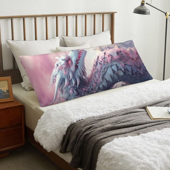 Body Pillow Cover - Pink Sky Dragon Soft Body Pillow Cover with Zipper, Comfort Body Pillow Pillowcase, Body Pillow Case Cover 20 x 54