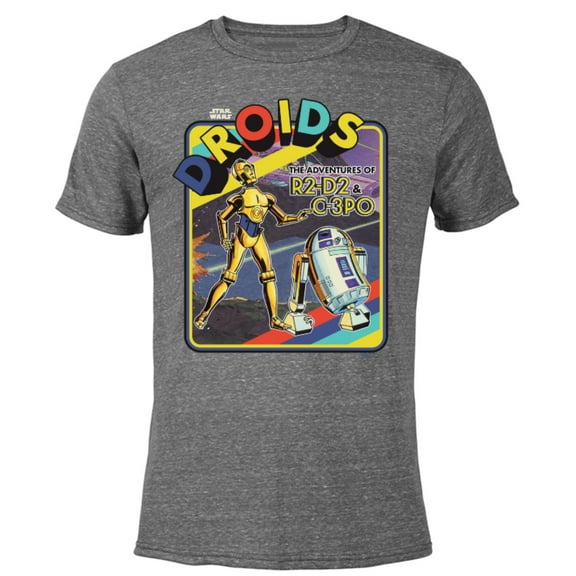 Star Wars Droids: The Adventures of R2-D2 & C-3PO Throwback - Short Sleeve Blended T-Shirt for Adults - Customized-Dark Heather