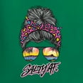 thumbnail image 2 of Messy Bun Salty AF | Cool Neon Leopard Print Bandana | Fashion Womens Slim Fit Junior Tee, Kelly, S, 2 of 5