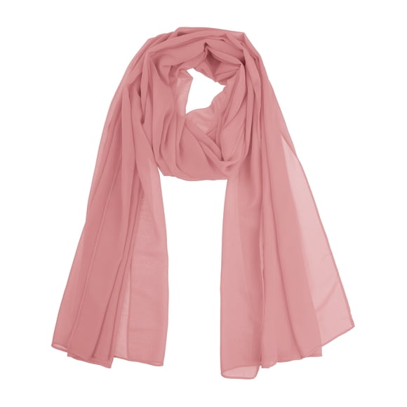 INSPIRAR CHIC Bufanda de Chiffon Sólido para Mujeres, Ligera, Suave, Transparente, Larga, Envoltura para la Cabeza, Chal, Bufandas, Coral Claro, 68.9x27.6 pulgadas