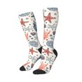 thumbnail image 2 of Fotbe Starfish Shell print Women's Men's Novelty Crew Socks Cotton Socks Knee High Socks for Walking,Running,Nurses,Pregnancy, 2 of 8