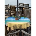thumbnail image 6 of Outdoor Tablecloth with Umbrella Hole, Ocean Beach Spillproof Waterproof Outdoor Table Cover, Blue Sea Shoreline Coconut Coastal Palm Tree Patio Tablecloths for Party/Garden/Picnic, Round 60 inch, 6 of 9