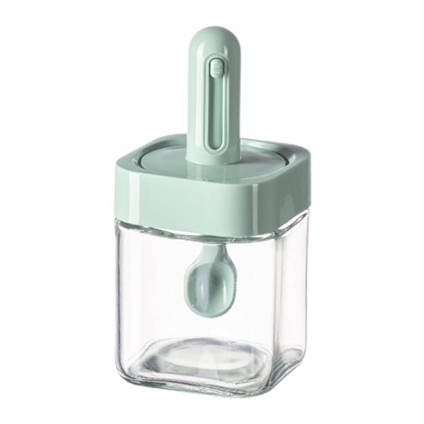 Tarro de condimentos Macarena transparente con cubierta pequeña reutilizable verde