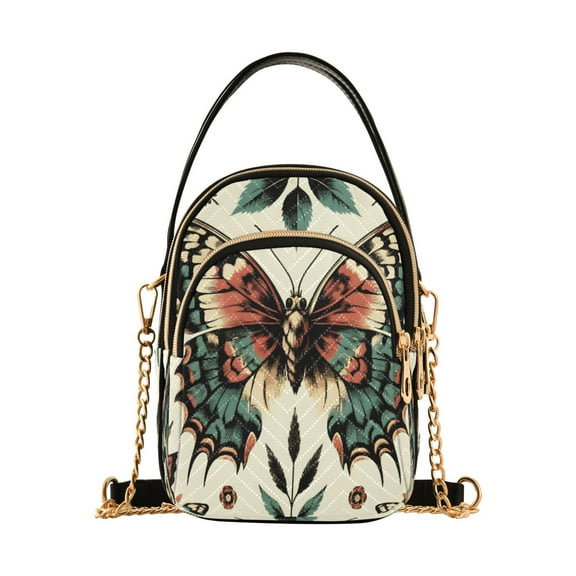 ALAZA Chain Crossbody Bags for Women Big Butterfly Shoulder Handbag Phone Purse