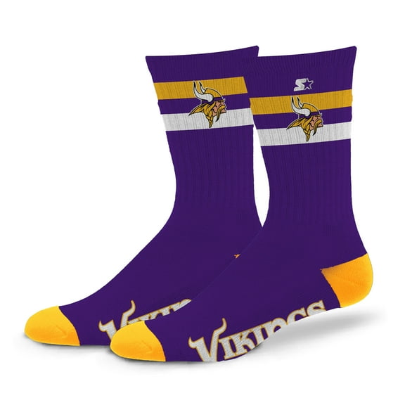 Unisex Starter Minnesota Vikings Team Color Two-Stripe Crew Socks