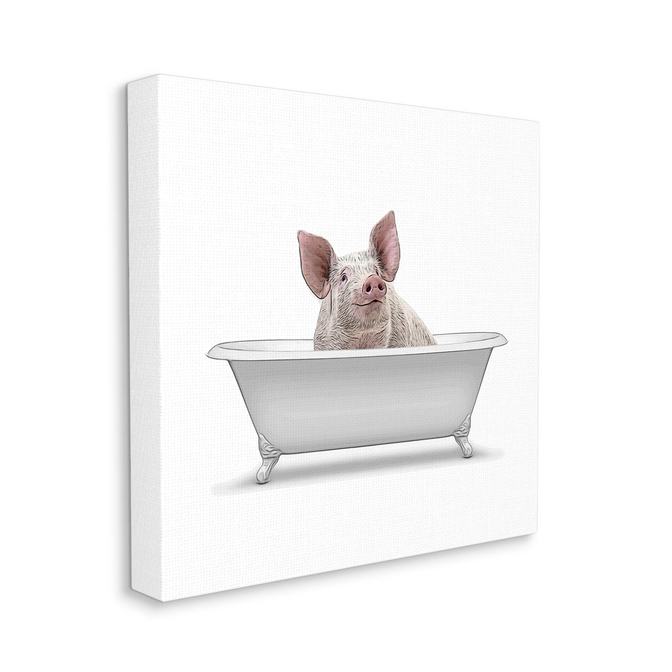 Stupell Industries Happy Farm Pig Antique Bathtub Graphic Art Gallery Wrapped Canvas Print Wall Art, Design by Annalisa Latella
