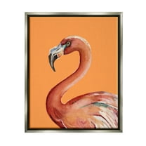 Stupell Industries Tropical Flamingo Bird Portrait Watercolor Detail Graphic Art Luster Gray Floating Framed Canvas Print Wall Art, Design by Patricia Pinto