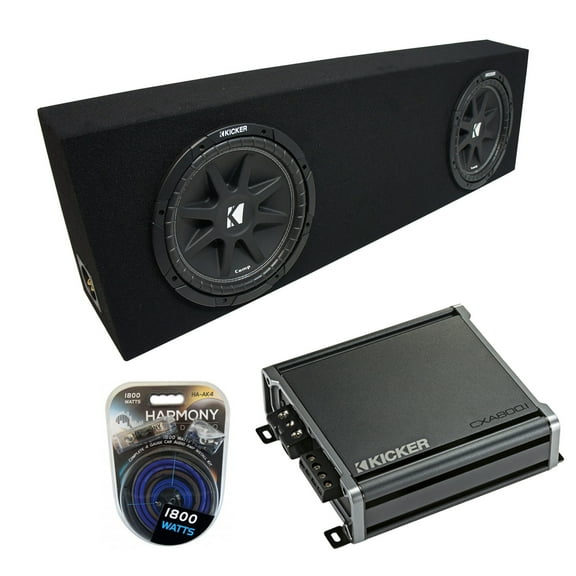 Universal Regular Cab Truck Kicker Comp C12 Dual 12" Black Sub Box & CXA8001 Amp