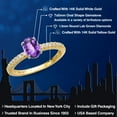 thumbnail image 2 of Gem Stone King 14K Two Tone Gold Purple Amethyst and Lab Grown Diamond Engagement Ring for Women | 0.91 Cttw | Oval Checkerboard 7X5MM | Gemstone February Birthstone | Size 9, 2 of 6