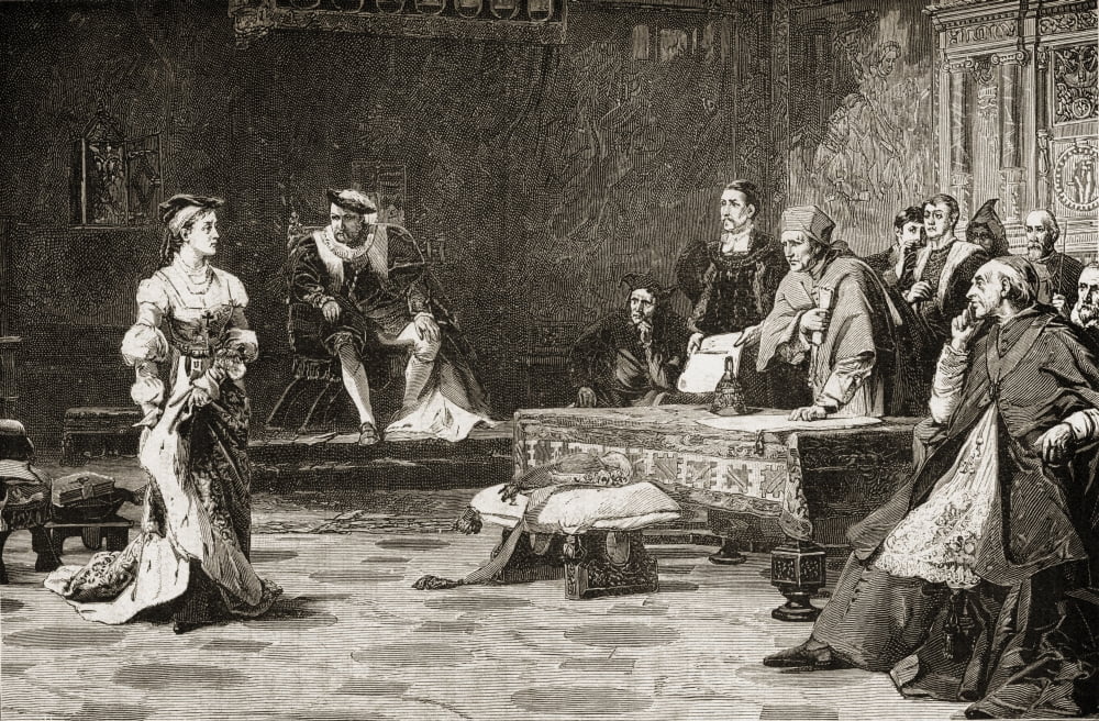 Catherine Of AragonAlso Spelled Katherine 1485-1536 First Wife Of Henry Viii The First Trial Of Queen Katherine In 1529 Where She Appealed Against Divorce From Henry Viii From The Picture By HGGlindon