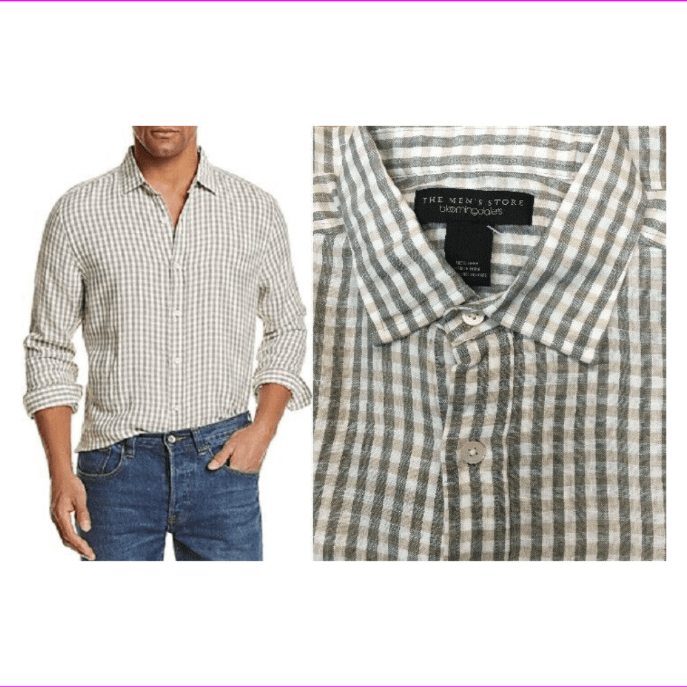 Bloomingdale's 98 Bloomingdales The Mens Store Linen Check Regular