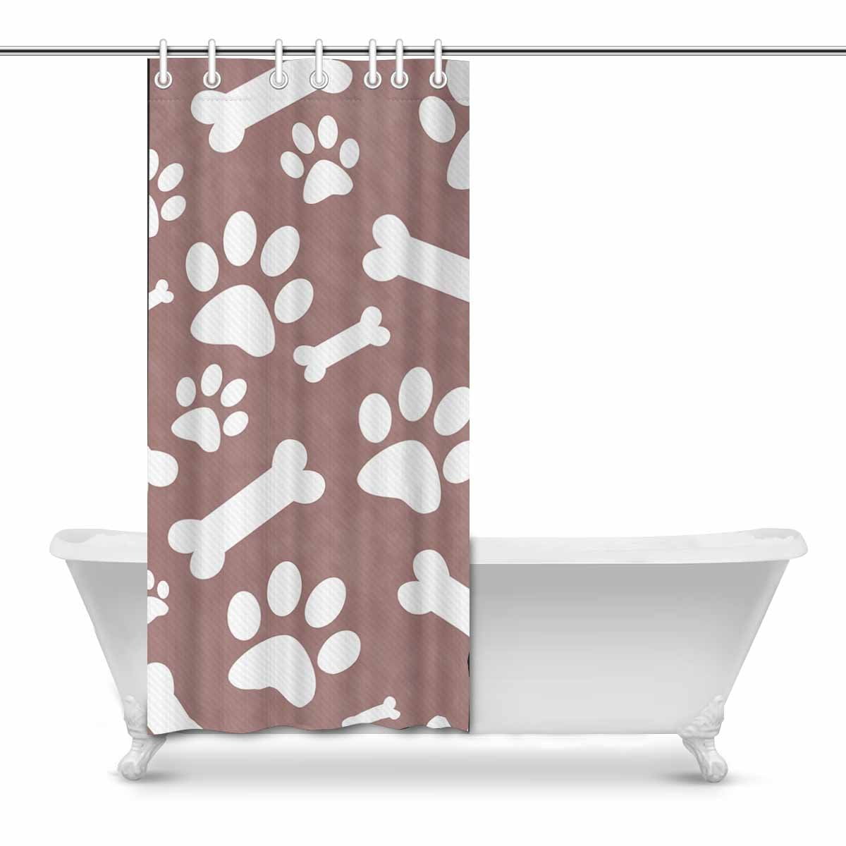 Pop Brown And White Dog Paw Prints And Bones Tile Pattern