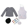 thumbnail image 5 of Mercatoo Toddler Baby Girls Clothes Long Sleeved Striped Tops and Apron Hat Outfit Little Painter Figures Performing Set, 5 of 6