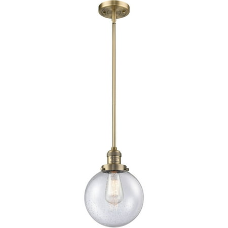 

Brushed Brass Tone Mini Pendants 8 Wide Seedy Glass Steel/Cast Brass/Glass Medium Base LED 1 Light Fixture