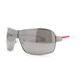 thumbnail image 1 of Mens Italian Designer Fashion Rimless Shield Sport Pilot Sunglasses Gold Brown (silver mirror white), 1 of 4