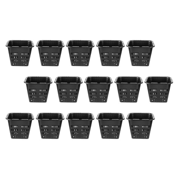 OULII 15Set Square Black Plastic Root Control Flower Planting Pots for Home Decoration Office Balcony Gardening Plants Pot