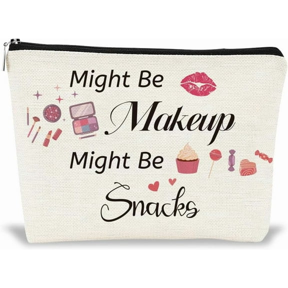 Zipper Makeup Bags Might Be Makeup Might Be Snacks Portable Travel Cosmetic Bag Personalized Travel Toiletry Pouch Clutch Bags Accessory Organizer for Women Girls Gifts 9.8x7x2 Inch Mixed Color