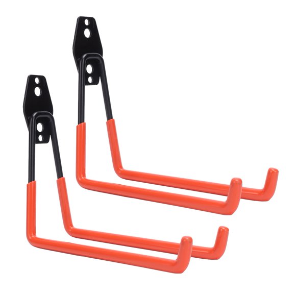 Garage Hooks, 2pcs Heavy Duty Metal Iron Garage Storage Hooks Utility Hooks with Anti Slip Coating, Garage Hanger Ladder Hooks for Storing Ladders, Bicycles, Hoses, Garden Tools