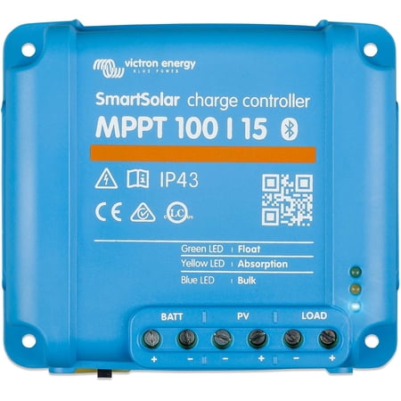 Victron Energy SmartSolar MPPT Solar Charge Controller (Bluetooth) - Charge Controllers for Solar Panels - 100V, 15 amp, 12/24-Volt