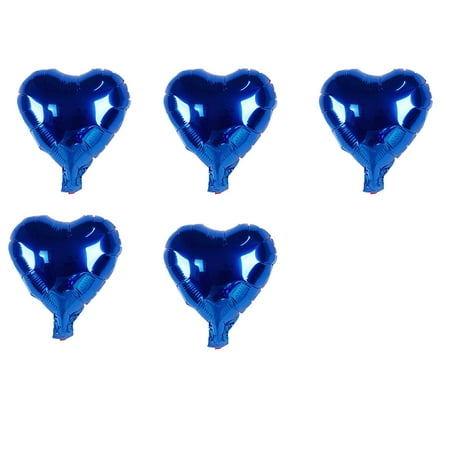 Blue Foil Heart - Unique Bargains Foil Heart Shape Balloon Birthday Wedding Decor Blue 5 Inches 5 Pcs