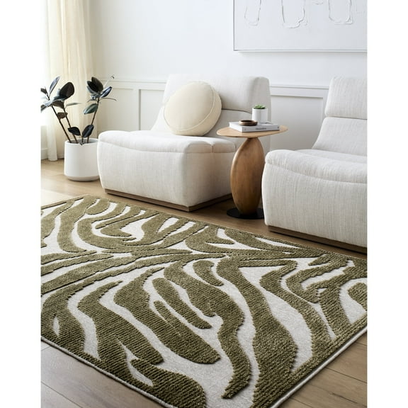 Livabliss Lyna Modern Washable Area Rug, 5' x 7'2", Brown