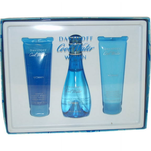 Cool Water by Davidoff for Women - 3 Pc Gift Set 3.4oz EDT Spray, 2.5oz Creamy Body Sorbet, 2.5oz Gentle Shower Breeze