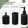 thumbnail image 2 of Bathroom Accessories Set, 4 Pack Clear Glass Bath Accessory Sets Complete, Diamond Soap Dispenser and Toothbrush Holder Set for Bathroom Counter Organizer Essentials, 2 of 7
