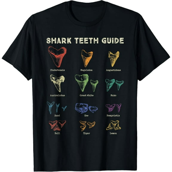 Retro Shark Teeth Guide Fossil Tooth Collector T-Shirt