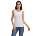 thumbnail image 5 of Women's Slim Fit Ribbed Knit Racerback Tank Tops 2-Pack Crew Neck Sleeveless Shirts White/Black, 5 of 7