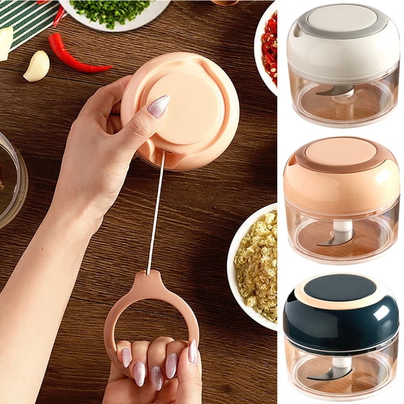 Cheers.US Food Chopper, Hand-Powered Portable Food Processor, Manual Vegetable Slicer and Dicer, Pull Chop Mechanism Cutter for Garlic, Onion, Vegetable, Salad, Pepper