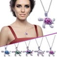 thumbnail image 4 of PVCS Opale Opale Bleu Fleur Tortue Époxy Femelle Métal Alliage Collier Pendentif, 4 of 4